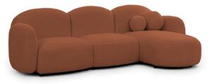 Divano angolare color terracotta (con penisola a destra/con chaise lounge) con rivestimento in bouclé Orbit – Ropez