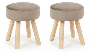 Set 2 Sgabelli 34x34x38 cm in Velluto Adeline Tortora