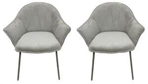 Set 2 Sedie con Braccioli 66x64x83 cm in Poliestere Cassidy Warm-Grigio Chiaro