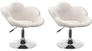 Set 2 Poltroncine da Soggiorno 69x55x69/81 cm in Schiuma Poliuretanica Fleur Cromo-Beige