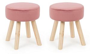 Set 2 Sgabelli 34x34x38 cm in Velluto Adeline Rosa