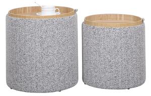 Set 2 Pouf con Contenitore in Poliestere Sasha Grigio Chiaro