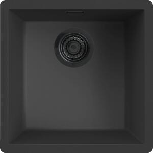 REGINOX R40256 Lavello in granito "Regi Granite" modello MESSINA, 40 cm, colore nero, adatto a mobili da 45 cm di larghezza, con bordo a filo