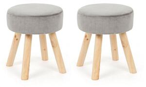 Set 2 Sgabelli 34x34x38 cm in Velluto Adeline Grigio