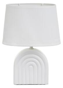 Lampada da tavolo in ceramica bianca con paralume in tessuto (altezza 31 cm) - Casa Selección