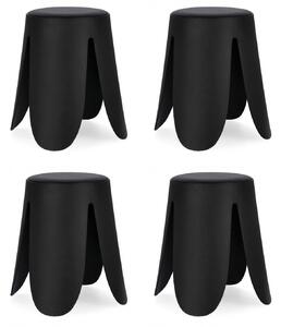 Set 4 Sgabelli Ø37x47 cm in Similpelle Imogen Nero