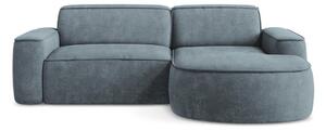 Divano angolare blu polveroso (con penisola a destra/con chaise lounge) con rivestimento in ciniglia Omao – Makamii