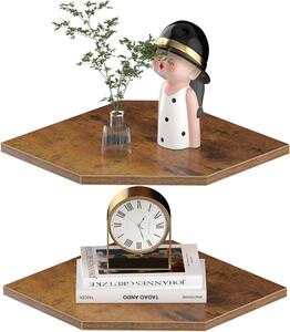 Set di mensole angolari - Mensole sospese - Soluzione per l'arredamento e lo stoccaggio - Con foro per cavi - 424 cm - Marrone ruggine