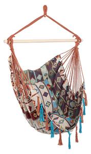 Amaca Sedia Sospesa da Giardino 120x146 cm in Poli-Cotone Santander Azzurro-Beige