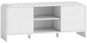 HOMCOM Mobile TV per televisore con 2 ante, 2 scomparti e ripiano regolabile, 110x35x45cm, bianco | Aosom Italy
