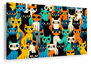 Quadro su tela – Gatti colorati in fila