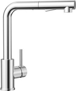 Rubinetto per doccia e cucina, rubinetto da cucina resistente all'alta pressione con 2 getti, rubinetto da cucina monomando in acciaio inossidabile spazzolato, orientabile a 360°, cromato