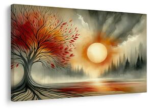 Quadro su tela – Albero della vita con sole autunnale