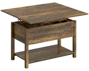 HOMCOM Tavolo da salotto sollevabile ed estensibile con scomparto nascosto e ripiano aperto, 100x45x50,5 cm, marrone rustico | Aosom Italy