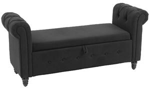 HOMCOM Panca contenitore 2 in 1 con piedi in legno, in tessuto effetto lino, 146.5x49x72 cm, Nero | Aosom Italy