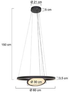 Steinhauer Ringlux lampada LED sospensione 3 luci nero Ø 60cm