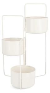 Porta Vasi 3 Ripiani 45x21x68 cm in Acciaio Keyra Bianco
