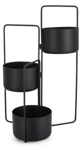 Porta Vasi 3 Ripiani 45x21x68 cm in Acciaio Keyra Nero