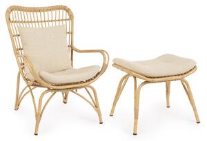 Poltrona con Poggiapiedi da Giardino A 76x84x102.5 cm in Alluminio Maela Natural