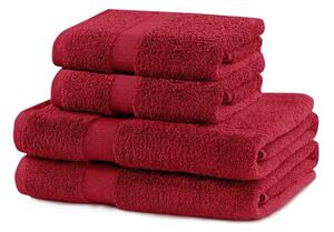 Asciugamani e teli da bagno in spugna di cotone rosso in un set di 4 pezzi Marina - DecoKing