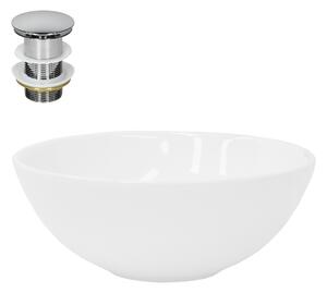Lavabo LuxeBath Lavabo da appoggio rotondo, Ø 28x11,6 cm, bianco, in Vetroceramica, incl. set di scarico senza troppopieno