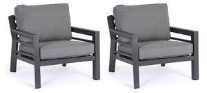 Set 2 Poltrone con Cuscini da Giardino 80x85x88 cm in Alluminio Hendrix Antracite