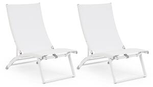 Set 2 Poltrone da Giardino 53x166,5x90 cm in Alluminio Taylor Bianco