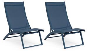 Set 2 Poltrone da Giardino 53x166,5x90 cm in Alluminio Taylor Navy