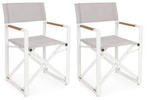 Set 2 Sedie Pieghevoli da Regista 51x54x86 cm in Alluminio Lagun Bianca