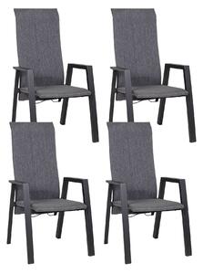 Set 4 Sedie con Braccioli da Giardino 59.5x72x111 cm in Alluminio Ethan Antracite
