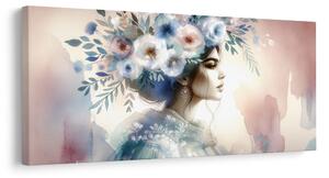 Quadro su tela – Donna con corona di fiori