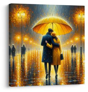Quadro su tela – Amore sotto la pioggia in città