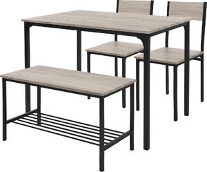 ML-Design set da pranzo per 4 persone, rovere Sonoma, set da pranzo con 2 sedie e 1 panca