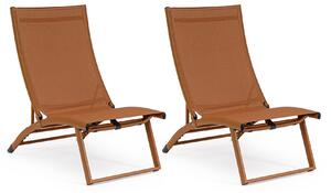 Set 2 Poltrone da Giardino 53x166,5x90 cm in Alluminio Taylor Pecan