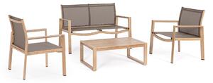 Set Tavolo e 3 Sedie da Giardino in Alluminio Kallen Naturale