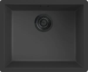 REGINOX R40263 Lavello in granito "Regi Granite" modello MESSINA 50, colore nero, adatto a mobili da 60 cm / con bordo a filo