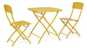 Set Tavolo e 2 Sedie da Giardino in Acciaio Yvonne Ocra