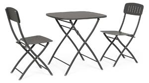 Set Tavolo e 2 Sedie da Giardino in Acciaio Yvonne Antracite