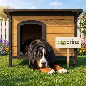 Zooprinz Cuccia per cani Carlo con tetto ribaltabile in bitume, piedini in legno con cappucci in plastica, resistente alle intemperie 79x82x116 cm (LxAxP)