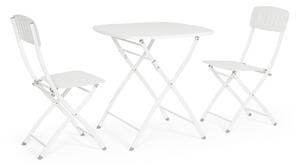 Set Tavolo e 2 Sedie da Giardino in Acciaio Yvonne Bianco