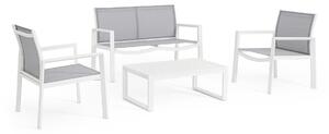 Set Tavolo e 3 Sedie da Giardino in Alluminio Kallen Bianco