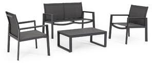 Set Tavolo e 3 Sedie da Giardino in Alluminio Antracite Antracite