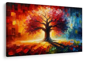 Quadro su tela – Albero della vita nei colori dell'arcobaleno