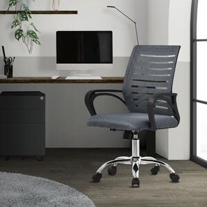 Sedia da ufficio ergonomica ML-Design, grigia, girevole a 360° con rotelle