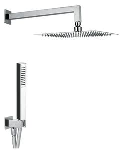Kit Soffione Doccia Quadrato 20x20 cm in Acciaio Inox Rondò 20