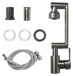 Miscelatore da cucina estraibile - Comando monocomando - Acciaio inossidabile 304 - Installazione monoblocco sul piano di lavoro - Acqua calda e fredda - Nero