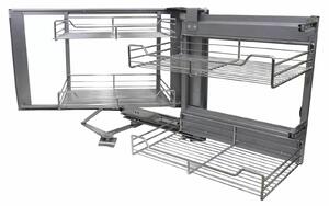 Set 4 Cestelli in Acciaio Inox per Mobile ad Angolo Cieco 90-100 cm Mano Destra