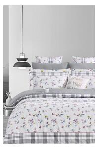 Biancheria da letto bianca/grigia in cotone renforcé per letto matrimoniale/per letto esteso con lenzuolo incluso/4 pezzi 200x220 cm – Mila Home