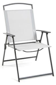 Sedia Pieghevole da Giardino 72x56x91,5 cm in Acciaio e Textline Capri Grigio Chiaro