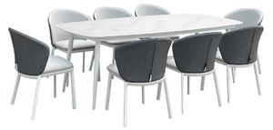 Set Tavolo Rettangolo e 6 Sedie da Giardino in Alluminio Freedom 180 Bianco